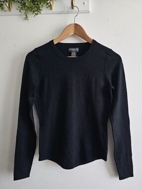 Banana Republic Black Silk Angora Blend Sweater Elbow Patch Crewneck Medium